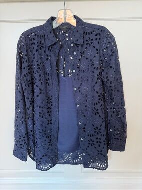 J. Crew 2pc Navy Cotton Shirt w/ Cami